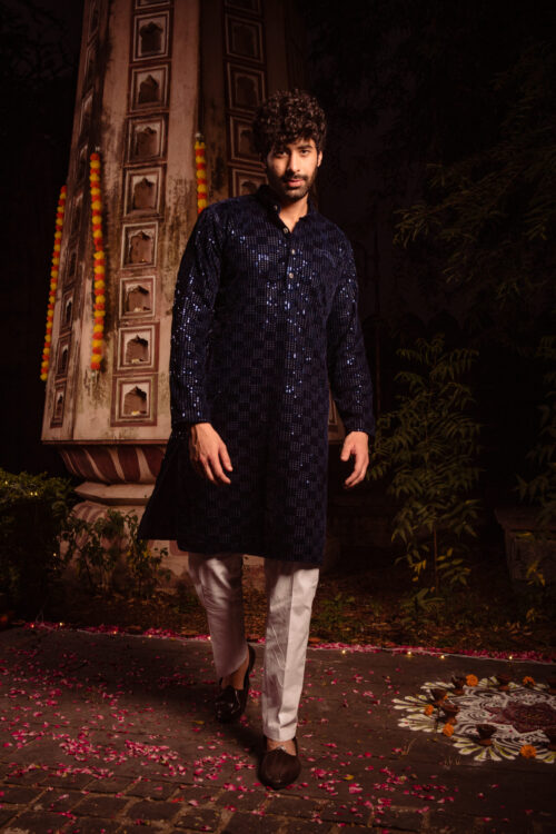 Velvet Glitter Kurta Pajama Set